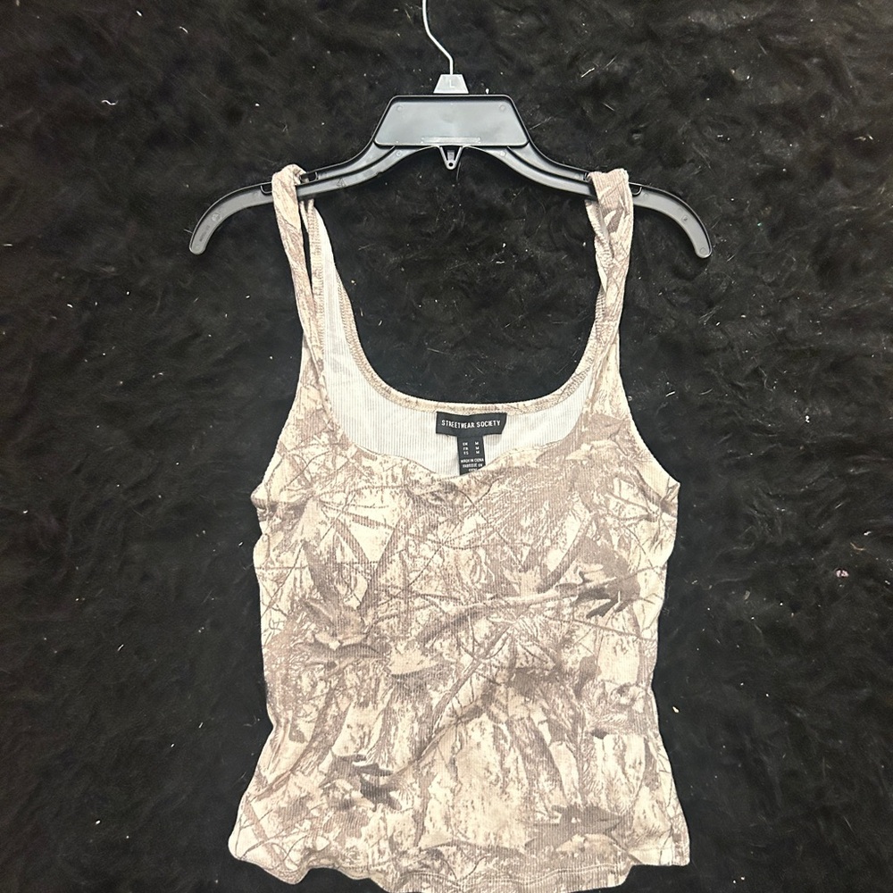 Streetwear Society Beige Camouflage Tank Top